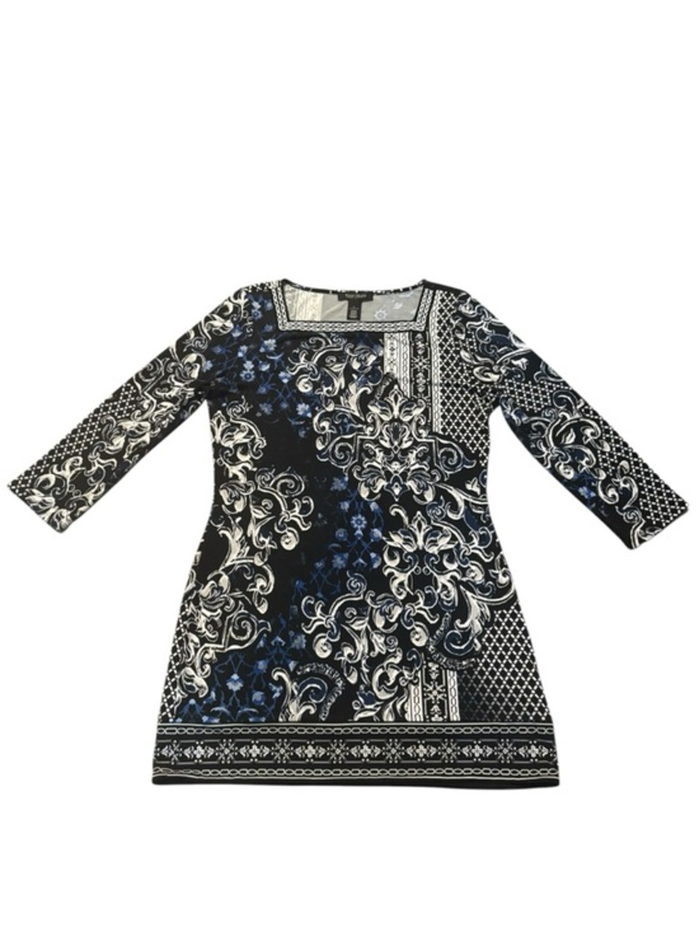 White House black market black and blue floral mini dress